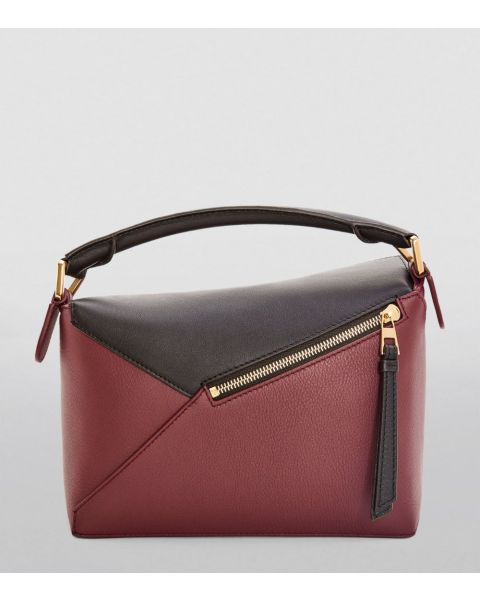 Small Leather Puzzle Edge Top-Handle Bag