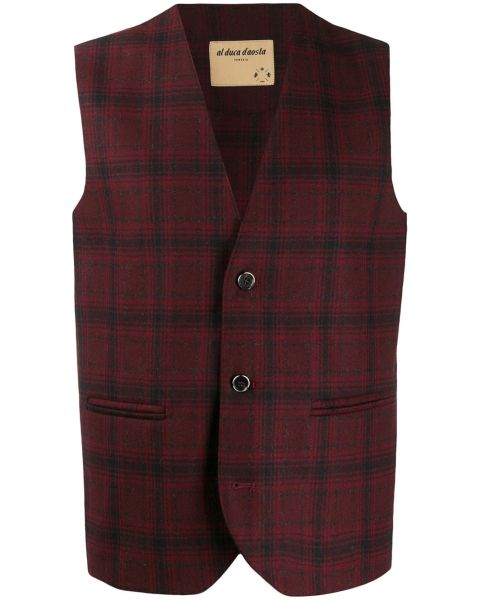Red Tartan Knit Waistcoat