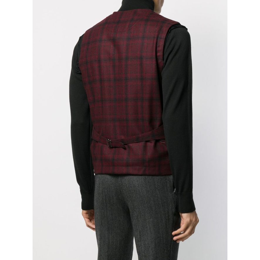 Red Tartan Knit Waistcoat