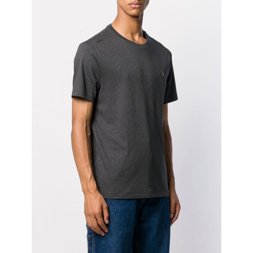 Grey Logo Embroidered T-Shirt