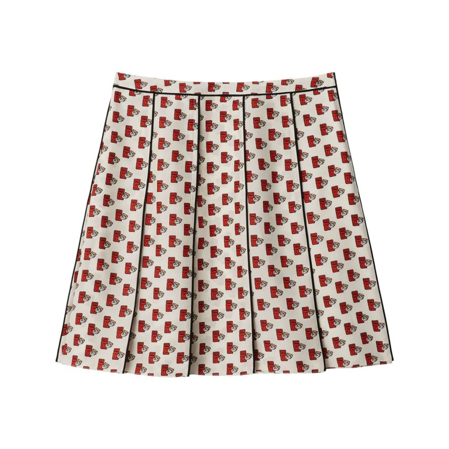 Silk Postbox Pleated Skirt