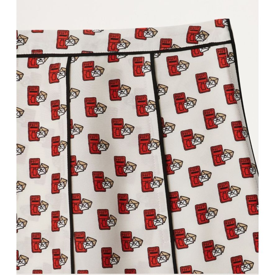 Silk Postbox Pleated Skirt