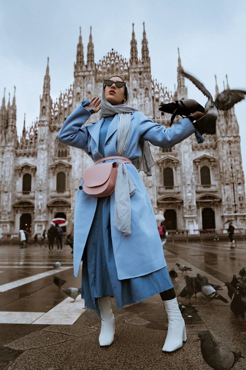 A powder-blue coat and pink bag in the FORME seasonal edit